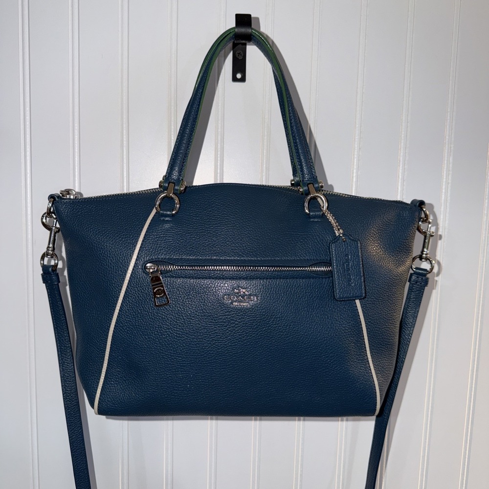 Coach Prairie Satchel - Teal Pebbled Leather Silver Accents Crossbody